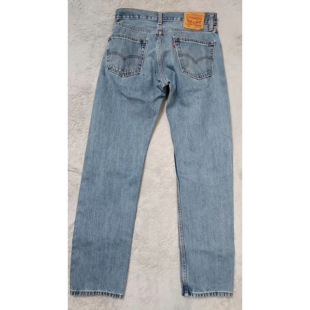 Levis 505 Jeans Mens 31x34 Straight Leg Denim Light Wash Blue Regular Fit Casual